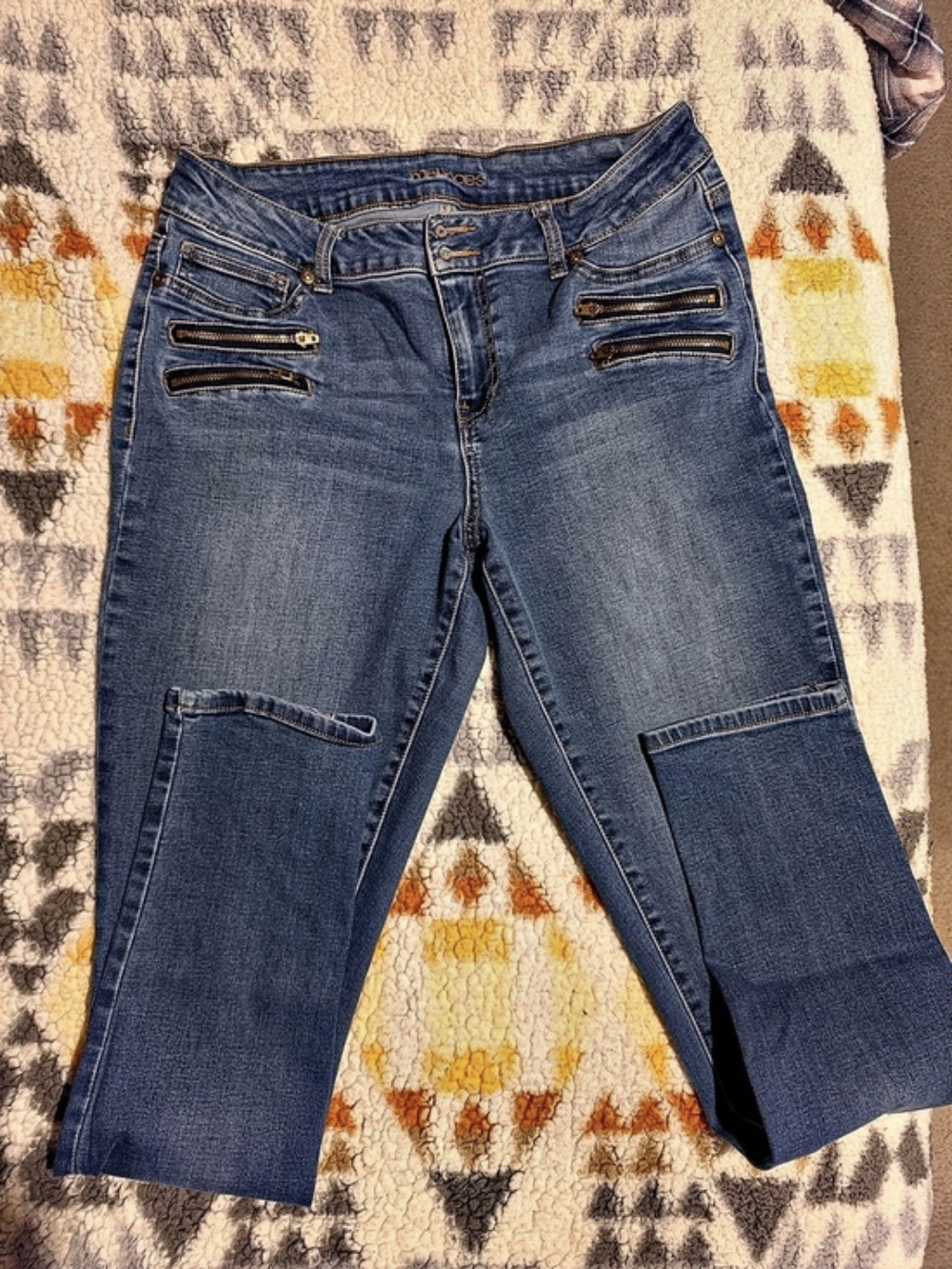 Maurices Moto Double Zip Skinny Jeans Blue Waist L-R